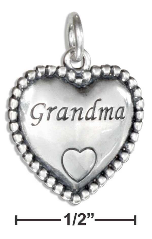 Silver Charms & Pendants Sterling Silver "Grandma" Heart Charm JadeMoghul Inc.