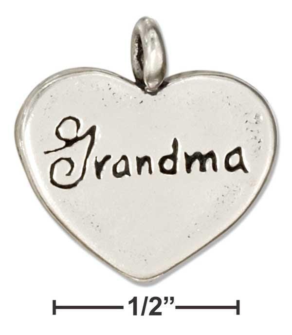 Silver Charms & Pendants Sterling Silver "grandma" Message Heart Pendant JadeMoghul