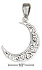 Silver Charms & Pendants Sterling Silver Half Moon Pendant With Heart Design JadeMoghul Inc.