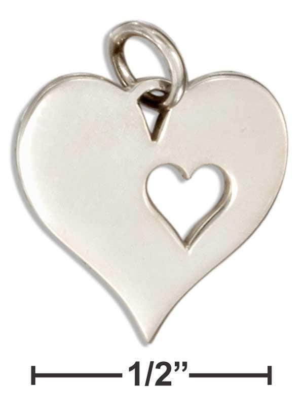 Silver Charms & Pendants Sterling Silver Heart Charm With Heart Cutout JadeMoghul