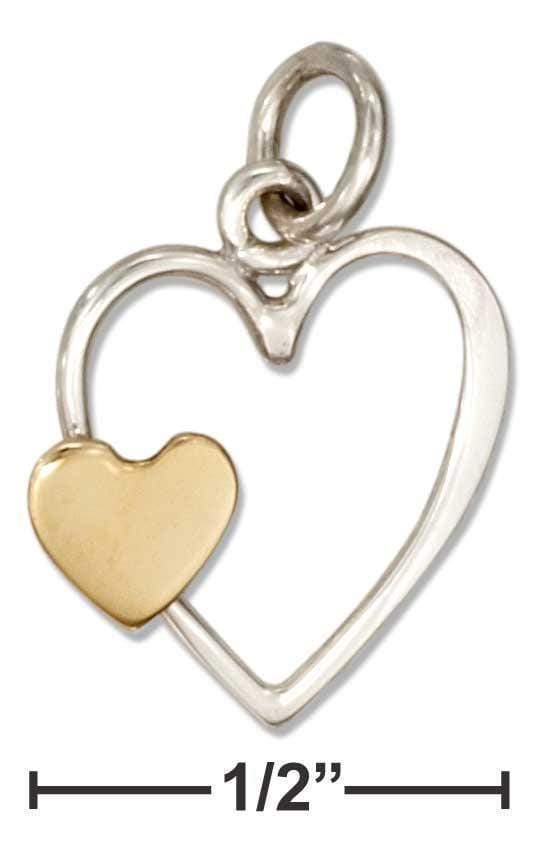 Silver Charms & Pendants Sterling Silver Heart Charm With Small Bronze Heart JadeMoghul Inc.