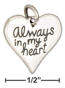 Silver Charms & Pendants Sterling Silver Heart Shape "Always In My Heart" Message Charm JadeMoghul Inc.