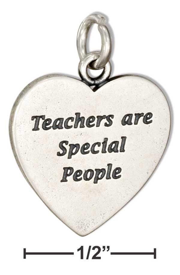 Silver Charms & Pendants Sterling Silver Heart Shape "teachers Are Special People" Message Charm JadeMoghul