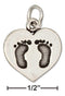 Silver Charms & Pendants Sterling Silver Heart With Baby Footprints Charm JadeMoghul