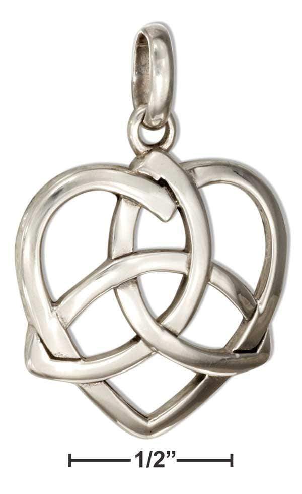 Silver Charms & Pendants Sterling Silver Heart With Celtic Trinity Knot Pendant JadeMoghul Inc.