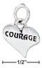 Silver Charms & Pendants Sterling Silver Heart With "Courage" Charm JadeMoghul Inc.