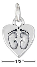 Silver Charms & Pendants STERLING SILVER HEART WITH FOOTPRINTS CHARM JadeMoghul