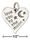 Silver Charms & Pendants Sterling Silver Heart With "Love You To The Moon" Message Charm JadeMoghul Inc.