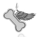 Silver Charms & Pendants Sterling Silver Heaven Isn't So Far Away Dog Bone With Angel Wing Memorial Pendant JadeMoghul