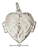 Silver Charms & Pendants Sterling Silver High Polish Angel Wings Heart Locket JadeMoghul Inc.