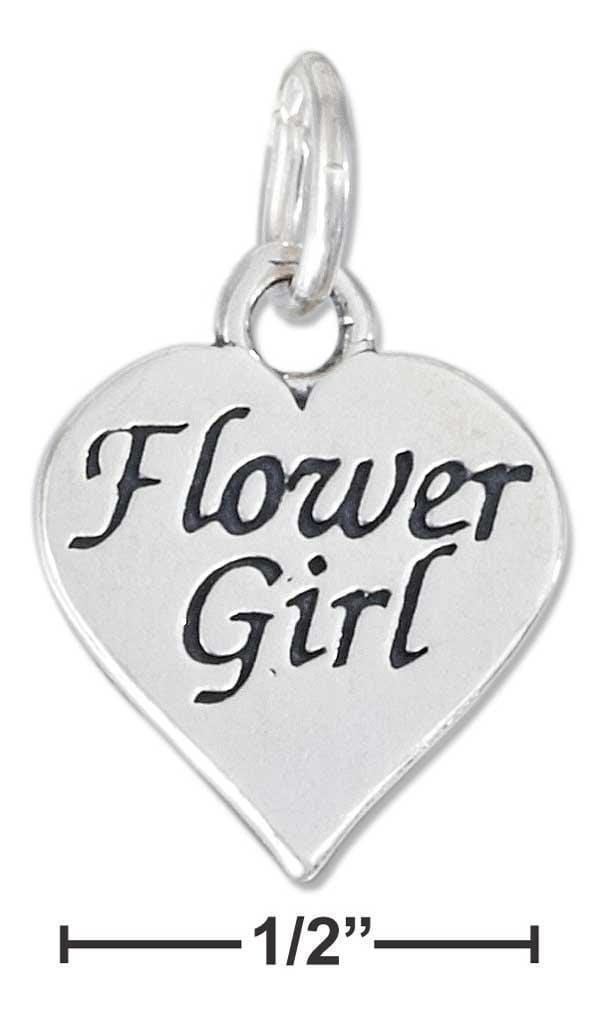 Silver Charms & Pendants Sterling Silver High Polish Heart With "Flower Girl" Charm JadeMoghul Inc.