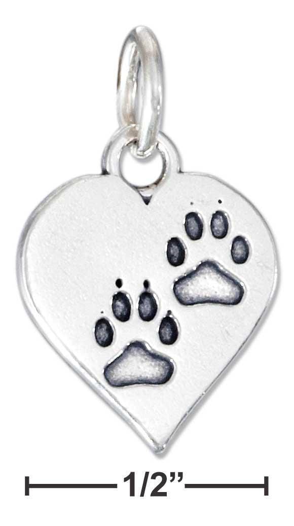 Silver Charms & Pendants Sterling Silver High Polish Heart With Paw Prints Charm JadeMoghul Inc.