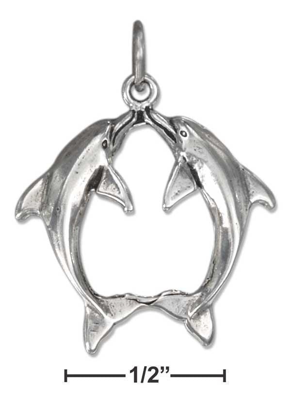 Silver Charms & Pendants Sterling Silver High Polish Kissing Dolphins Charm JadeMoghul Inc.