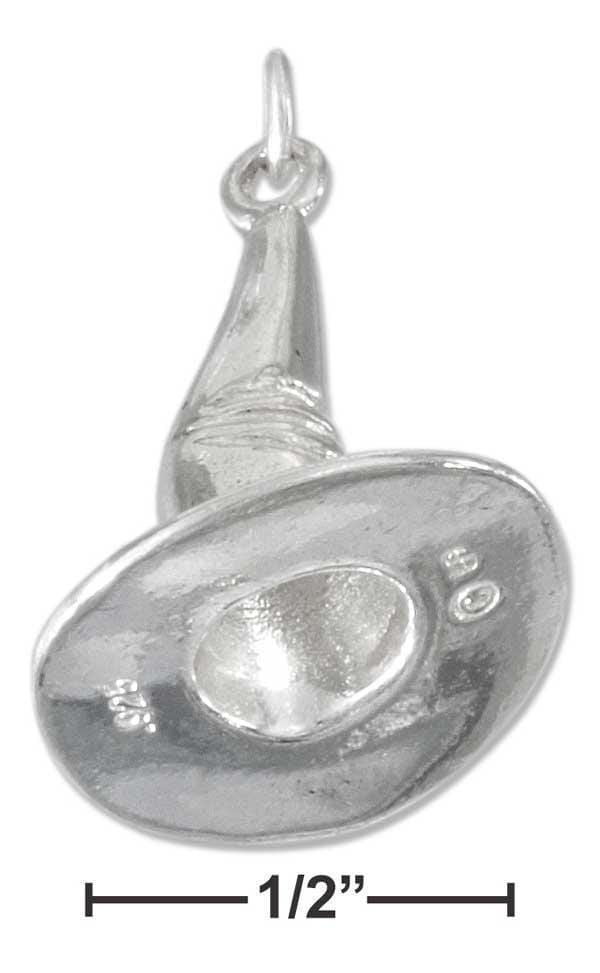 Silver Charms & Pendants STERLING SILVER HIGH POLISH THREE DIMENSIONAL WITCHES HAT CHARM JadeMoghul