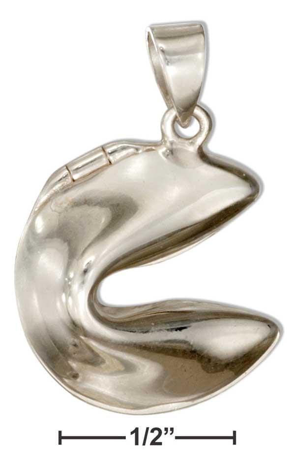 Silver Charms & Pendants Sterling Silver Hinged Fortune Cookie Pendant With Paper Message Inside JadeMoghul