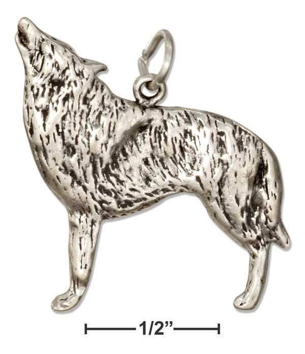 Silver Charms & Pendants Sterling Silver Howling Wolf Charm JadeMoghul Inc.