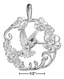 Silver Charms & Pendants Sterling Silver Hummingbird Pendant In A Ring Of Flowers JadeMoghul Inc.