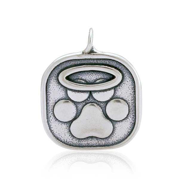 Silver Charms & Pendants Sterling Silver I Believe In Angels Halo Angel Dog Paw Print Memorial Pendant JadeMoghul