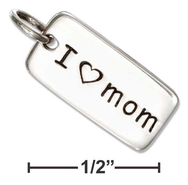 Silver Charms & Pendants Sterling Silver "I Heart Mom" Message Tag Charm JadeMoghul Inc.