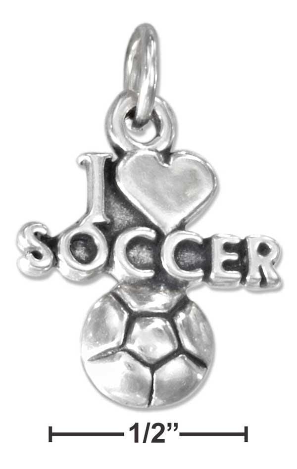 Silver Charms & Pendants Sterling Silver "I Heart Soccer" Charm With A Soccer Ball JadeMoghul Inc.