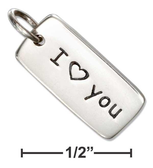 Silver Charms & Pendants Sterling Silver "I Heart You" Message Tag Charm JadeMoghul Inc.
