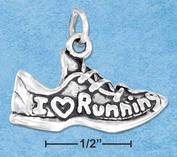 Silver Charms & Pendants Sterling Silver "I Love Running" Running Shoe Sneaker Charm JadeMoghul Inc.