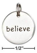 Silver Charms & Pendants Sterling Silver Inspirational "believe" Message Disk Charm JadeMoghul