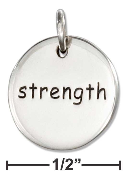 Silver Charms & Pendants Sterling Silver Inspirational "strength" "courage" Message Disk Charm JadeMoghul