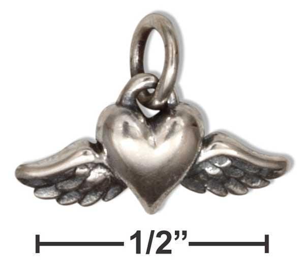 Sterling Silver Inspirational Tiny Heart With Wings Charm