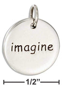 Silver Charms & Pendants Sterling Silver Inspirational Two Sided "imagine" Message Disk Charm JadeMoghul