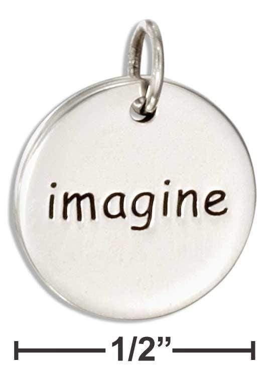 Silver Charms & Pendants Sterling Silver Inspirational Two Sided "imagine" Message Disk Charm JadeMoghul