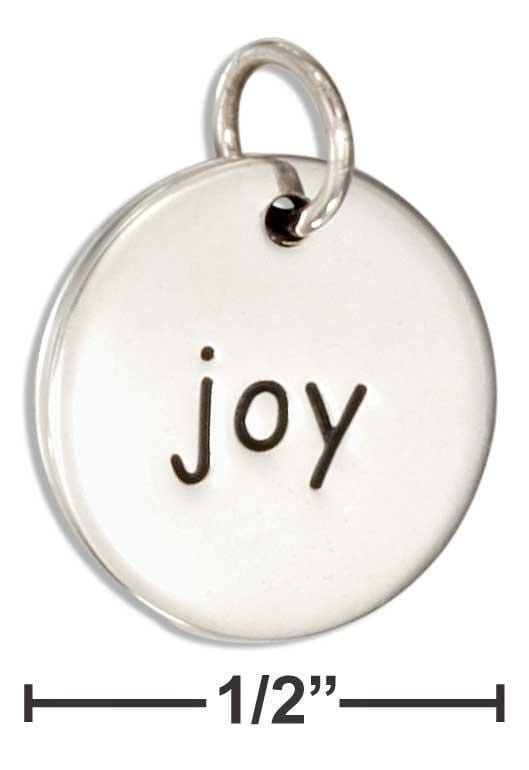 Silver Charms & Pendants Sterling Silver Inspirational Two Sided "joy" Message Disk Charm JadeMoghul