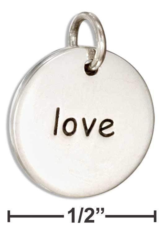 Silver Charms & Pendants Sterling Silver Inspirational Two Sided "love" Message Disk Charm JadeMoghul