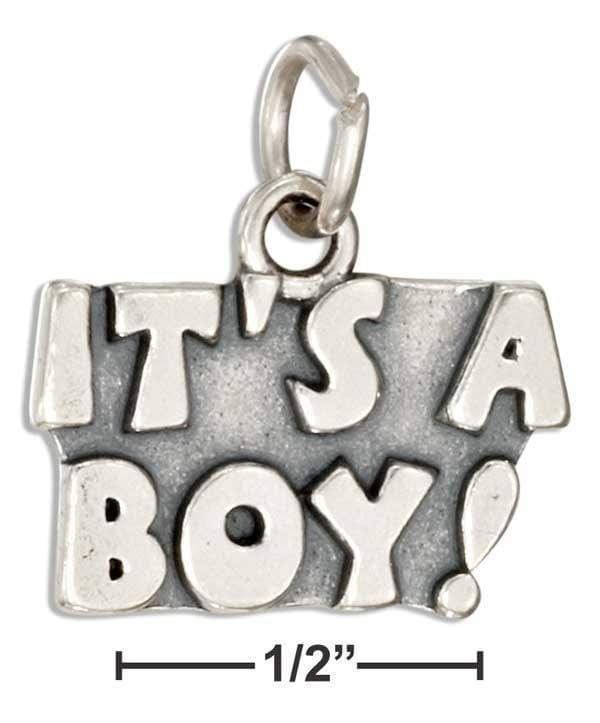 Silver Charms & Pendants Sterling Silver "it's A Boy!" Message Charm JadeMoghul