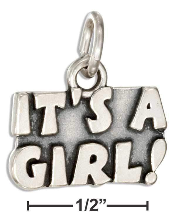 Silver Charms & Pendants Sterling Silver "it's A Girl!" Message Charm JadeMoghul