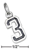 Silver Charms & Pendants Sterling Silver Jersey "3" Number Charm JadeMoghul Inc.