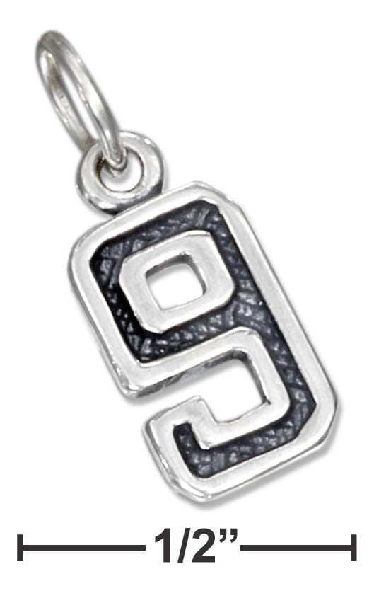 Silver Charms & Pendants Sterling Silver Jersey "9" Number Charm JadeMoghul Inc.