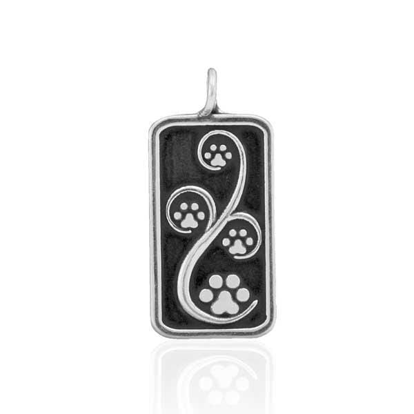 Silver Charms & Pendants Sterling Silver Journey Paws Dog Paw Print Pendant JadeMoghul