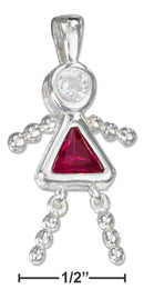 Silver Charms & Pendants Sterling Silver July Bright Red Cubic Zirconia Birthstone Girl Pendant JadeMoghul Inc.