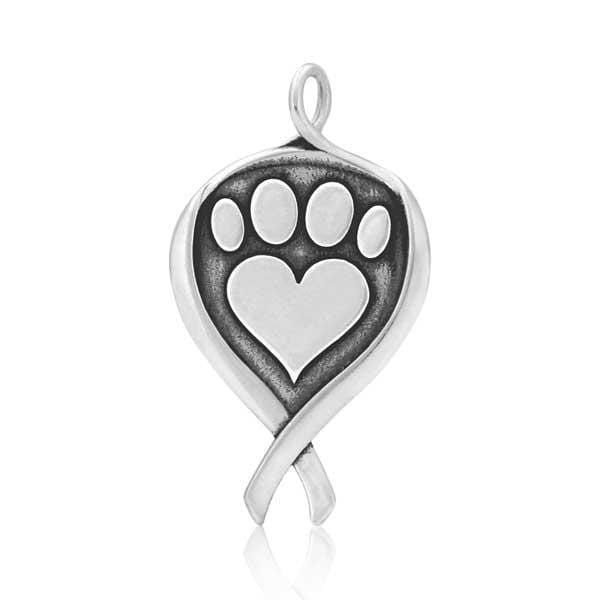 Silver Charms & Pendants Sterling Silver K-9 Cancer Dog Cancer Awareness Pendant JadeMoghul Inc.