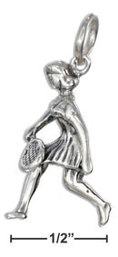 Silver Charms & Pendants Sterling Silver Lady Tennis Player Charm JadeMoghul Inc.