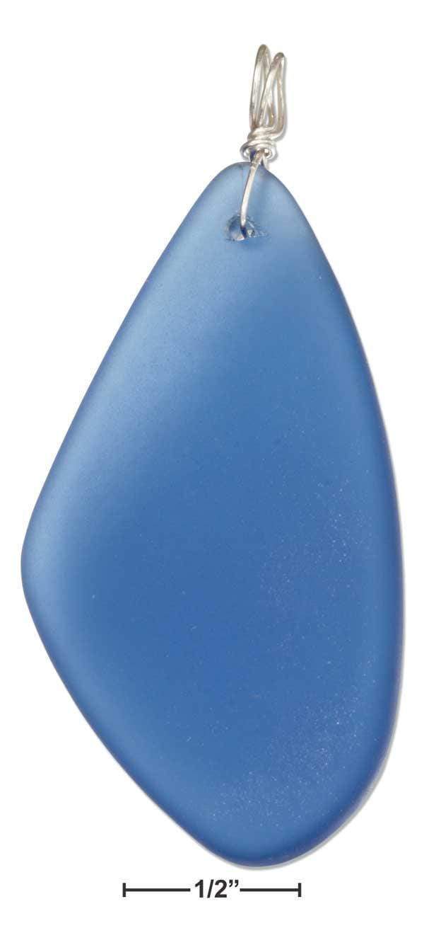 Silver Charms & Pendants Sterling Silver Large Cobalt Deep Ocean Blue Freeform Sea Glass Pendant JadeMoghul Inc.