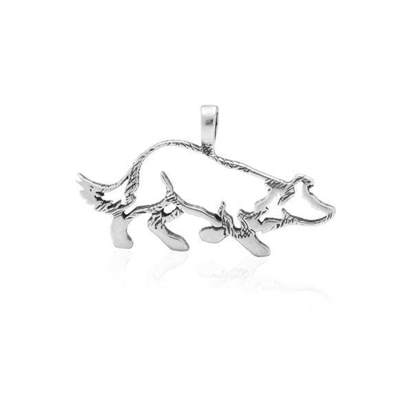 Silver Charms & Pendants Sterling Silver Large Crouching Border Collie Pendant, Body JadeMoghul