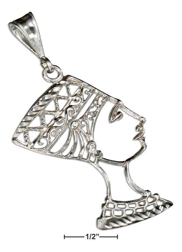 Silver Charms & Pendants Sterling Silver Large Filigree Queen Nefertiti Pendant JadeMoghul Inc.