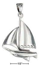 Silver Charms & Pendants Sterling Silver Large High Polish Sailboat Pendant JadeMoghul Inc.