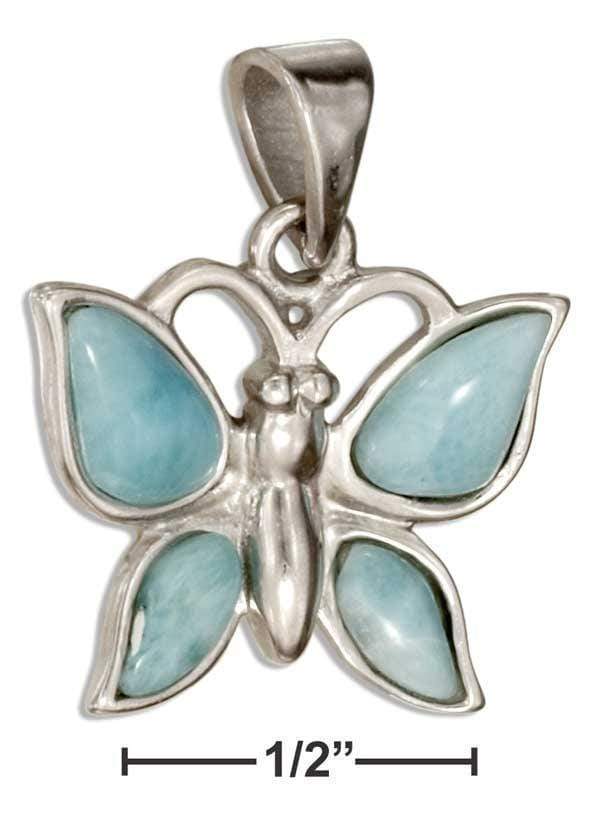 Silver Charms & Pendants Sterling Silver Larimar Butterfly Pendant JadeMoghul Inc.