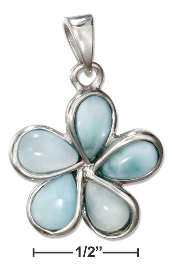 Silver Charms & Pendants Sterling Silver Larimar Flower Pendant JadeMoghul