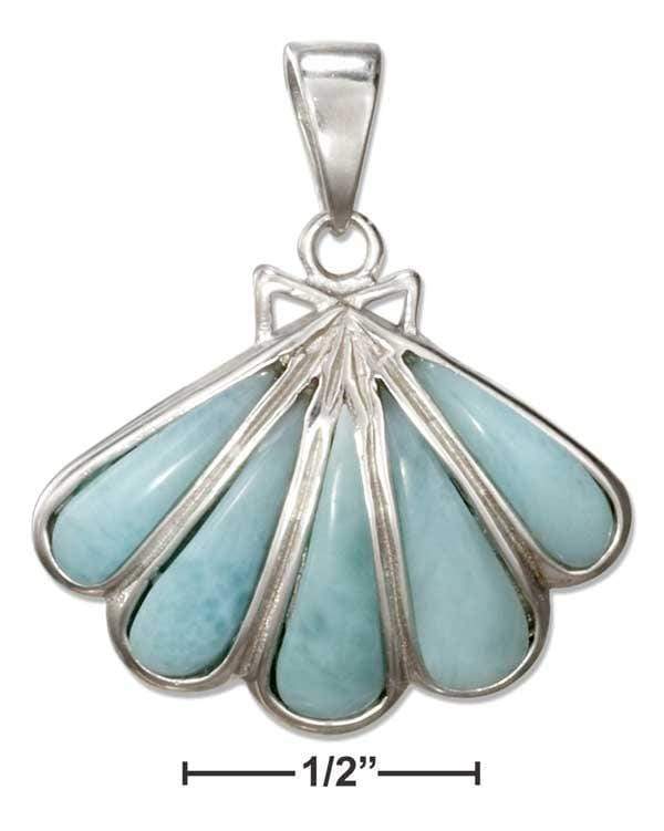 Silver Charms & Pendants Sterling Silver Larimar Scallop Shell Pendant JadeMoghul