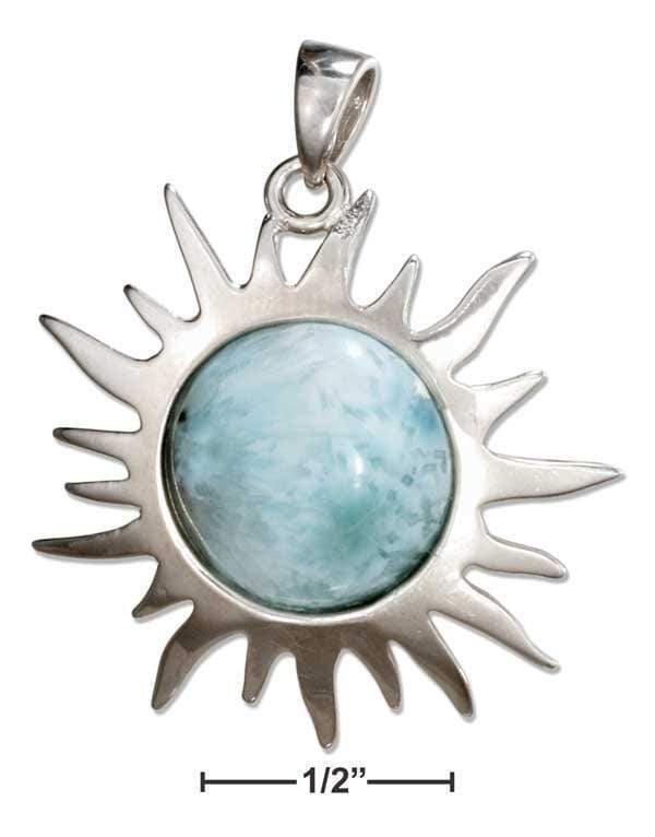 Silver Charms & Pendants Sterling Silver Larimar Sun Pendant JadeMoghul