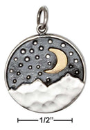 Silver Charms & Pendants Sterling Silver Layered Mountains Charm With Bronze Moon JadeMoghul